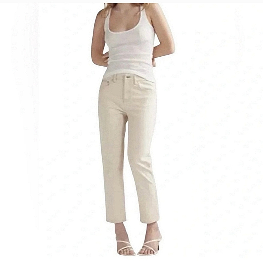NWT Thakoon Classic Mid Rise Slim Cotton Cropped Jean Color Ecru in Size 6